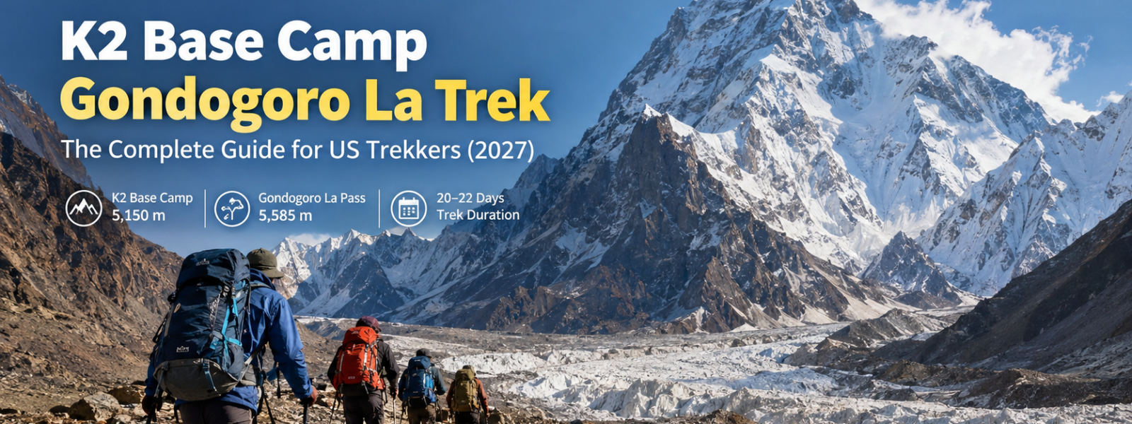 K2 Base Camp Gondogoro La Trek: The Complete Guide for US Trekkers (2027) If you have ever stared at a photo of K2 and wondered what it would feel like to stand beneath it, you are not alone. The K2 Base Camp Gondogoro La Trek is one of the most dramatic walking journeys on Earth. For about three weeks you follow the Baltoro Glacier through a cathedral of granite spires, camp beside Concordia, and finish by crossing a 5,585-meter pass with K2 behind you. For American trekkers, the questions come fast. How hard is it? What does it cost? Do I need a visa? When should I go? This guide answers them with practical detail from the team at Jasmine Tours, a local Pakistani operator with 30 years of experience in the Karakoram. What Is the K2 Base Camp Gondogoro La Trek? The K2 Base Camp Gondogoro La Trek, also called the K2 circuit trek, is a 20 to 22-day guided expedition in the Karakoram Range of Pakistan. It combines two famous objectives in one journey: K2 Base Camp at 5,150 meters, at the foot of the world’s second-highest mountain (8,611 meters) The Gondogoro La pass at 5,585 meters, a high glacial crossing that leads you out through the Hushe Valley On the way you walk beneath more than 40 peaks above 6,500 meters. You pass Broad Peak (8,051 m), Gasherbrum I (8,080 m) and Gasherbrum II (8,035 m), and you stand at Concordia, where several of the world’s great glaciers meet. Many trekkers call it one of the top five trekking adventures in the world. It is not a casual vacation. It is a serious high-altitude journey, and it rewards preparation. Why US Trekkers Choose the K2 Gondogoro La Route Everest Base Camp gets most of the attention in the United States. Here is why K2 appeals to experienced hikers who want something more remote. Wilder scenery. The Baltoro Glacier route has no tea houses and no villages after Askole. You camp on moraine and ice, with granite towers all around you. The Gondogoro La finale. From the top of the pass, K2, Broad Peak and the Gasherbrums line up on the horizon. Trekkers often describe it as the best view of their lives. A complete circuit. Many people walk in and out the same way. This route goes in via the Baltoro and out via the Hushe Valley, so you never repeat the same ground. A cultural journey. You travel through Baltistan, an old Himalayan kingdom where Balti hospitality is part of the experience. Route Overview: Where Does the Trek Go? Your adventure begins in Islamabad, where you spend three nights in a 3-star hotel and rest after the long flight. From there you fly to Skardu (about 1,500 meters), one of the most scenic mountain flights in the world. After a night or two in Skardu to organize permits and gear, you drive toward Askole, the last village on the route. The trekking days follow the classic Baltoro Glacier route: Askole to the Baltoro Glacier. You walk through river valleys, desert terrain and glacier moraine. Up the Baltoro to Concordia. The scenery grows more dramatic every day as the Trango Towers, Masherbrum and Mitre Peak come into view. Concordia to K2 Base Camp. You walk up the Godwin-Austen Glacier to reach 5,150 meters. You can also visit the Gilkey Memorial, which honors climbers who lost their lives on K2. Return to Concordia and cross the Gondogoro La. This is the toughest and most exciting day of the trek. Descend to the Hushe Valley (about 3,050 meters). Green fields and villages after weeks of ice feel like a different planet. In total you spend 13 nights camping, plus nights in hotels at the start and end. You can see the complete day-by-day plan on our K2 Base Camp Gondogoro La Trek page. How Difficult Is the Gondogoro La Trek? Let us be honest: this is a physically demanding trek. It runs above 5,000 meters, and several nights are spent above 4,000 meters. Here is what makes it challenging. Altitude. Most people who struggle do so because of altitude rather than fitness. A gradual ascent, rest days and a slow, steady pace help your body adapt. Know the signs of altitude sickness (headache, nausea, dizziness, poor sleep) and tell your guide early. Distance and terrain. You walk several hours a day over rocky moraine, ice and loose stones. There are no smooth trails here. The Gondogoro La crossing. The pass has steep, icy ascents and descents. Parties usually set out very early in the morning, while the snow is firm. You need good boots, crampons and a steady head for exposure. Your guide and team manage the route and fixed ropes where needed. Weather. Conditions can change fast. Even in summer, snow is possible, and nights above 4,000 meters can drop to -10°C to -15°C. Do You Need Mountaineering Experience? You do not need to be a climber, but you should have multi-day trekking experience. If you have hiked a 14,000-foot peak in Colorado, done Mount Whitney, or completed a long trek like the Tour du Mont Blanc or the Inca Trail, you are on the right track. If you are new to altitude, contact our trekking specialists for advice before you book. Best Time for the K2 Base Camp Gondogoro La Trek The best season is late June to early September. Summer is when the routes are most accessible and lower-elevation temperatures are mild. In mid-June to August you can expect roughly 30°C in Skardu and 25°C in Askole, with clear skies and minimal rain. Winter conditions can close the routes, so summer is the only practical season. Jasmine Tours runs departures between early June and mid-July, with trips ending from late June through early August. Tip for US travelers: Book early. Flights, permits and your preferred date fill up months in advance. A booking in the fall or winter before your summer trip is ideal. Cost of the K2 Base Camp Gondogoro La Trek Costs depend on group size and your requirements, so contact Jasmine Tours for an accurate quote for your dates. Group departures are more affordable than private trips. What Is Included Islamabad airport transfers, domestic flights and all land transport with a private vehicle and driver Hotels in Islamabad and Skardu, and twin-sharing tents during the trek All meals, three times a day, with unlimited boiled water refills on the trek All permit and royalty fees, including the Gondogoro La crossing fee A government-licensed, English-speaking mountain guide Porters, cooks and assistants, with their wages, gear and insurance Sleeping tents, dining tents, a satellite phone, walkie-talkies and solar or generator charging A first-aid kit and free baggage storage in Islamabad and Skardu What Is Not Included International flights from the USA Pakistan visa fee Travel insurance Tips for guides and staff Personal gear such as sleeping bag, boots and crampons Plan your budget for flights, insurance, gear and tips on top of the trek fee. Many trekkers find that rentals and shared group costs keep the total reasonable. Pakistan Visa for US Citizens All foreign nationals, including Americans, need a visa for Pakistan. Jasmine Tours provides a visa invitation letter, permit copies and supporting documents to help your application. You apply online through the official Pakistan visa portal (visa.nadra.gov.pk). Start early, check that your passport is valid for the required period, and keep digital copies of everything. If you need help, see our Pakistan visa help page. Is It Safe? What US Travelers Should Know Safety questions are natural, and you should make an informed decision. Before booking, check the latest US State Department travel advisory for Pakistan and talk to your insurer. Gilgit-Baltistan, where the trek takes place, is a mountain region with a long tradition of welcoming trekkers, and the route is run by licensed local teams. Choosing a guided trek with a local operator matters. A licensed guide manages route-finding, weather, permits and emergencies. Jasmine Tours carries a satellite phone and first-aid kit, and runs the trek with a full support team. Booking terms matter too. Our deposit is fully refundable if the trip is cancelled because of security concerns or political situations in Pakistan or in your home country. Health, Vaccinations and Insurance Visit your doctor or a travel clinic four to six weeks before departure. Commonly recommended vaccines include DTP, MMR, Hepatitis A and Typhoid. Malaria is not a risk in Skardu or in the mountains, but use repellent for dengue protection in lower areas. Travel insurance is essential. Choose a policy that covers trekking above 4,000 meters and emergency evacuation, and ask your insurer to approve your full itinerary in writing. Popular providers among trekkers include World Nomads, Travelex, True Traveller, Snowcard and the BMC. Packing List for the K2 Gondogoro La Trek Keep your trek bag under 20 kg, including your sleeping bag and mattress. Anything extra can be stored free at our hotels in Islamabad or Skardu. Clothing Moisture-wicking base layers (top and bottom) Insulated down jacket and fleece mid-layer Waterproof shell jacket and trousers Trekking pants, shorts and sun-protection shirts Warm hat, sun hat, gloves and liner gloves Wool socks, several pairs Gear Broken-in waterproof trekking boots Crampons, plus an ice axe and helmet for the Gondogoro La (these can be added on request) Trekking poles Four-season sleeping bag rated for -15°C or colder Headlamp with spare batteries Sunglasses with UV protection (glacier glare is intense) Water bottles and purification tablets Personal High-SPF sunscreen and lip balm Personal medications, including altitude medicine if your doctor prescribes it Power bank and camera gear A detailed packing checklist is provided before departure. How to Prepare: A 6-Month Training Plan Start training six months before your trip. Months 1 to 2: Build base fitness with running, cycling or swimming three to four times a week. Months 3 to 4: Add weekend hikes with a loaded pack. Work up to 6 to 8 hours of hiking. Month 5: Do back-to-back hiking days and stair or hill training with weight. Month 6: Do a long dress rehearsal hike in your trekking boots, and taper in the last two weeks. If you can, spend time at altitude before you leave. A trip to a high-elevation area in Colorado, Utah or California’s Sierra Nevada helps you learn how your body responds. What to Expect Day to Day A typical trekking day starts with tea and breakfast around sunrise. You walk for five to eight hours with breaks for lunch, then arrive at camp where your tent is already set up. Dinner is hot and filling. Evenings are cold and clear, and the stars over the Baltoro are unforgettable. Meals are fully included from lunch on Day 1 to breakfast on Day 20, so you can focus on walking. Solo travelers are paired with a traveler of the same gender, and you can request a private tent for an additional cost. Skardu flight note: Skardu’s airport sits among high mountains, so flights depend on weather. If a flight is cancelled, the team drives you along the Karakoram Highway: Islamabad to Naran (about 9 hours), then Naran to Skardu (about 10 hours). Build a few spare days into your return flights. Tips for a Successful K2 Gondogoro La Trek Go slowly. Walking at a steady pace is the best acclimatization strategy. Drink plenty of water. Hydration helps your body at altitude. Break in your boots. Blisters can end a trek early. Respect local culture. Dress modestly in villages and ask before taking photos of people. Pack a sense of humor. Weather changes, flights shift and plans adjust. Flexibility is part of the adventure. Tip your team. Porters, cooks and guides work hard, and tips are part of their income. Recommended Reading Before You Go Trekking in Pakistan by Isobel Shaw In the Throne Room of the Mountain Gods by Galen Rowell K2: Triumph and Tragedy by Jim Curran Frequently Asked Questions How long is the K2 Base Camp Gondogoro La Trek? The trek takes 20 to 22 days from arrival in Islamabad to departure, including 13 nights of camping. How high is the Gondogoro La? The pass is 5,585 meters (about 18,320 feet). K2 Base Camp sits at 5,150 meters. Do I need a guide for K2 Base Camp? Yes. A guided trek with a licensed local guide is required and strongly recommended because of the terrain, weather and altitude. Can US citizens do this trek? Yes. US passport holders need a Pakistan visa, and Jasmine Tours provides the invitation letter and supporting documents. What is the best month for K2 Base Camp? Late June to early September, with July the most popular month. Is the K2 trek harder than Everest Base Camp? Generally yes. The Baltoro route is more remote and rugged, and the Gondogoro La adds a technical, high-altitude pass. Ready to Start Your K2 Adventure? The K2 Base Camp Gondogoro La Trek is the kind of journey that changes how you see mountains and yourself. With careful preparation, the right season and an experienced local team, it is achievable for fit, determined trekkers. Jasmine Tours has been guiding trekkers through the Karakoram since 1995, with licensed guides, small groups and everything from permits to meals handled for you. 👉 View the full itinerary, dates and booking details for the K2 Base Camp Gondogoro La Trek You can also explore our fixed departure dates, browse hotels in Skardu, or see more trekking peaks in Pakistan. Questions? Message us on WhatsApp at +92 333 5109753.